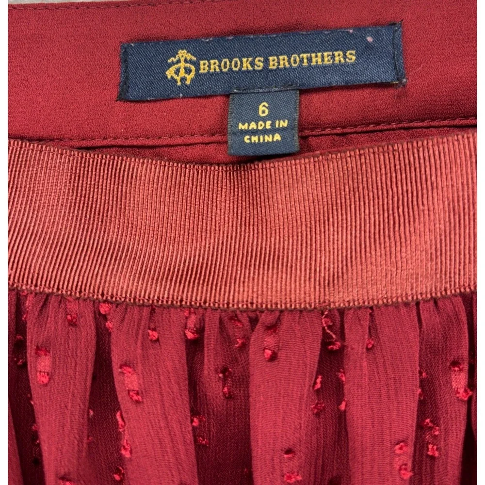 Brooks Brothers Burgundy Dot Flowy Chiffon A-line Skirt‎ SIZE 6